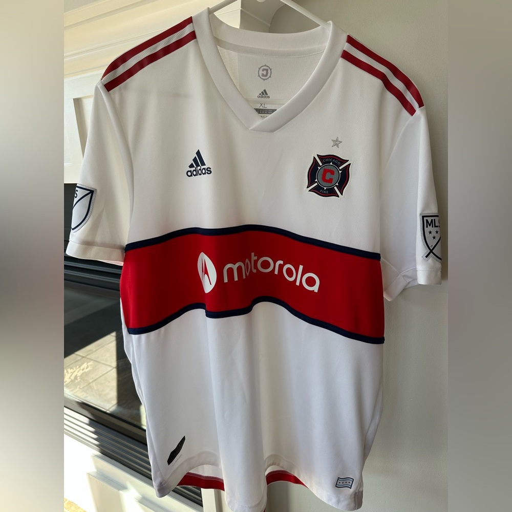 Adidas Men’s Chicago Fire White & Red Soccer Jersey - Motorola Sponsor